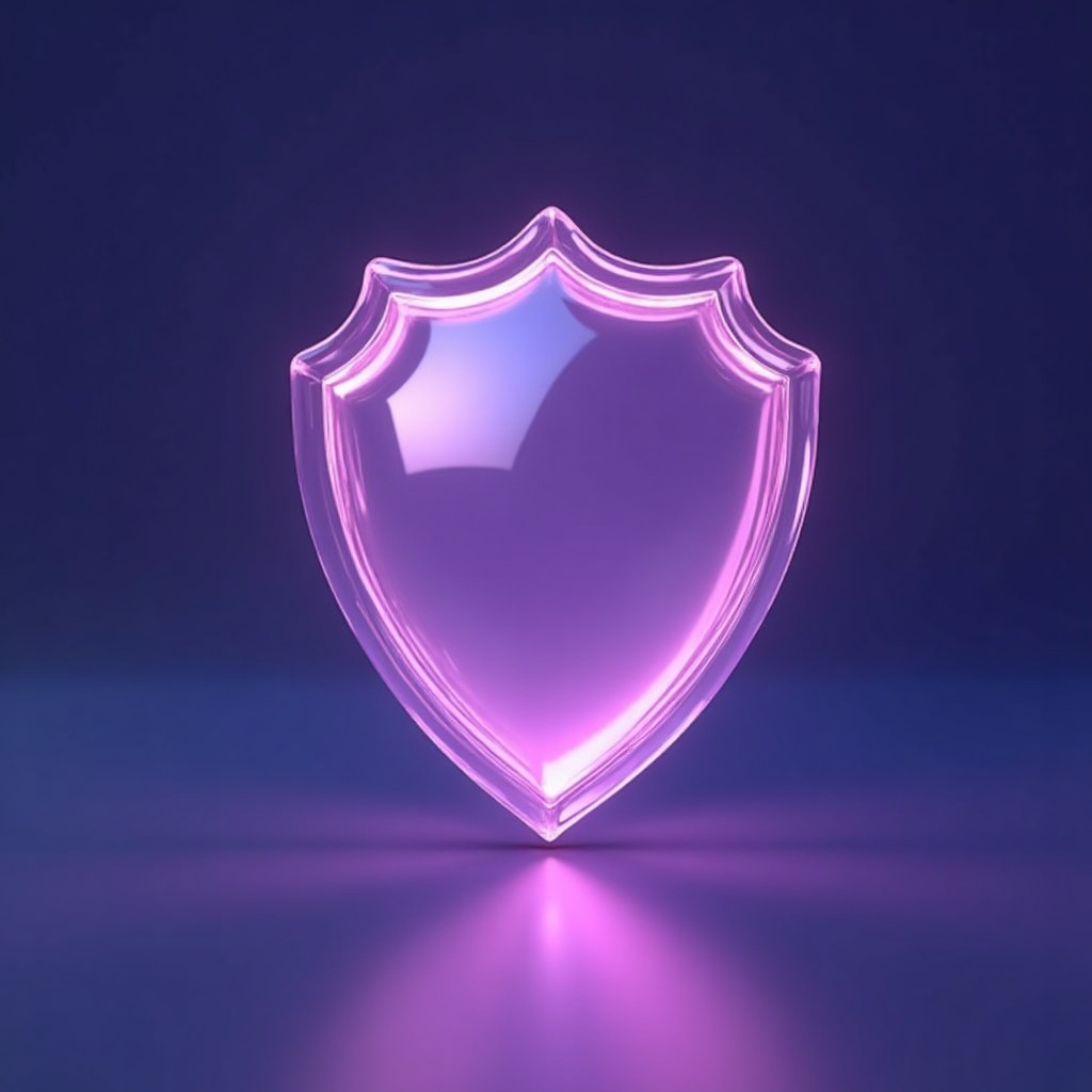 A glowing glass shield: your website, protected and impossible to break