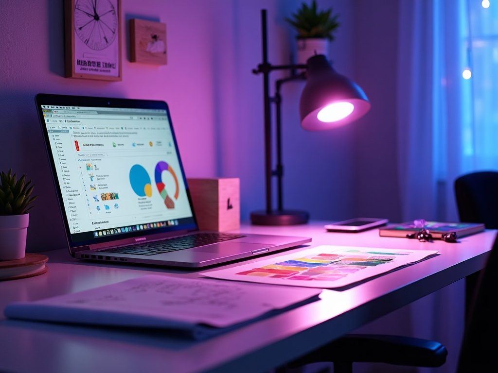 Split scene of a small-business owner using a website builder on one side and a professional web designer at work on the other